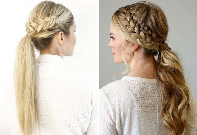 французская коса с хвостом французская коса с хвостом