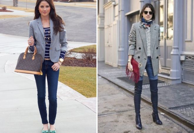 серый пиджак с джинсами серый пиджак с джинсами