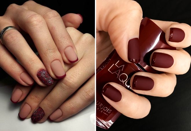 бордовый матовый маникюр френч бордовый матовый маникюр френч