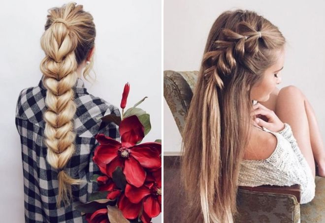 французская коса с резиночками французская коса с резиночками