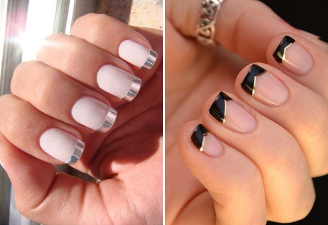 французский маникюр с фольгой французский маникюр с фольгой