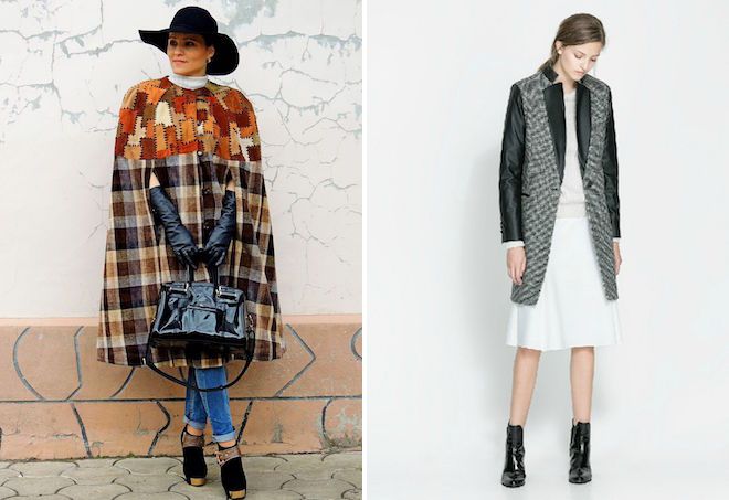 комбинированное пальто в клетку комбинированное пальто в клетку