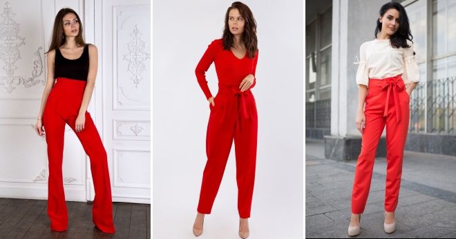 С чем носить красные брюки с завышенной талией С чем носить красные брюки с завышенной талией