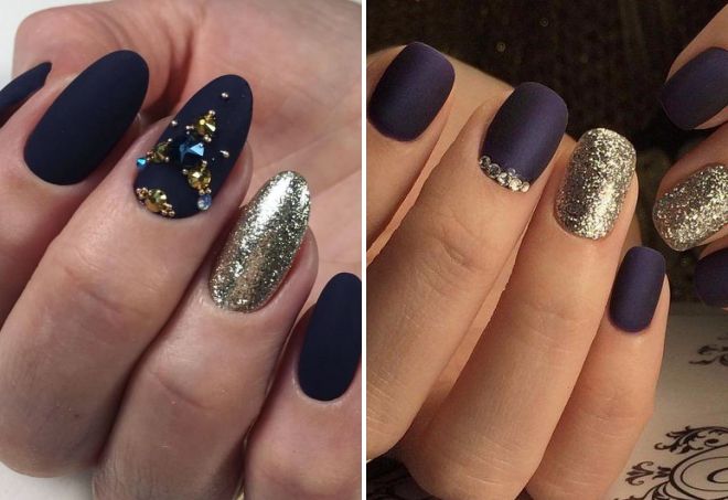 темный маникюр с блестками темный маникюр с блестками