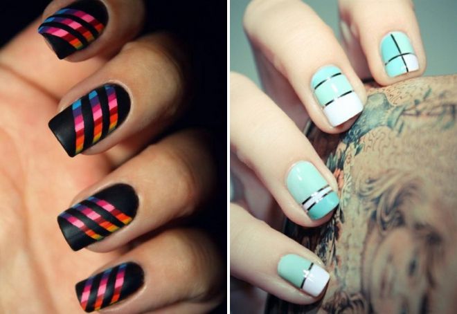 маникюр с полосками из фольги маникюр с полосками из фольги