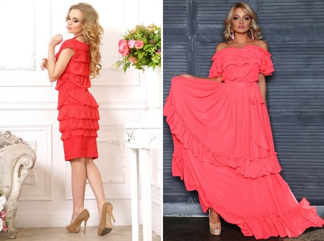 модные коралловые платья модные коралловые платья