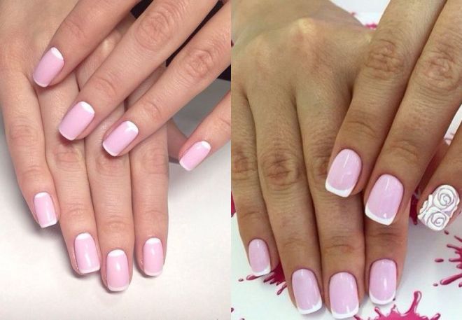 фото1 розовый френч на короткие ногти