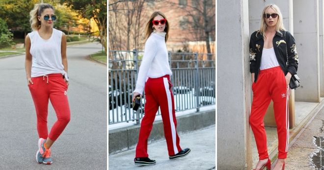 С чем носить красные спортивные брюки С чем носить красные спортивные брюки