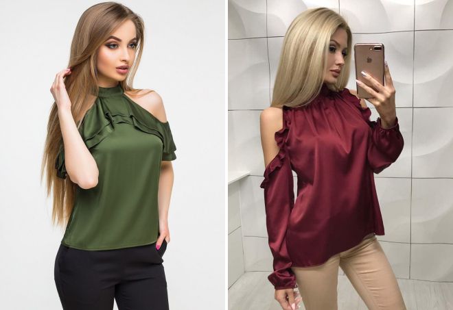 шелковая блузка с открытыми плечами шелковая блузка с открытыми плечами