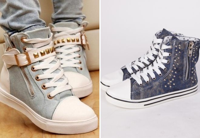 высокие джинсовые кеды высокие джинсовые кеды