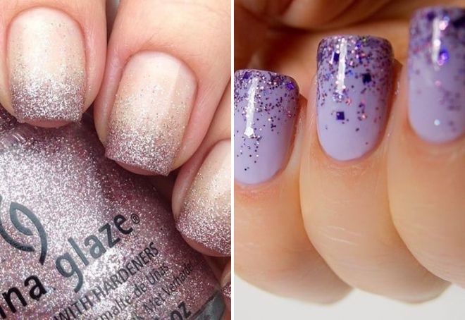 маникюр с растяжкой блестками маникюр с растяжкой блестками