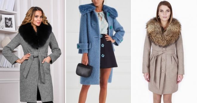 Пальто букле с меховым воротником Пальто букле с меховым воротником