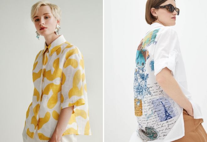 рубашка оверсайз с принтом рубашка оверсайз с принтом