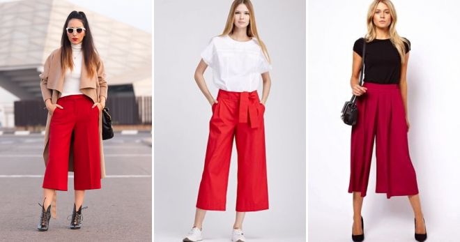 С чем носить красные брюки кюлоты С чем носить красные брюки кюлоты