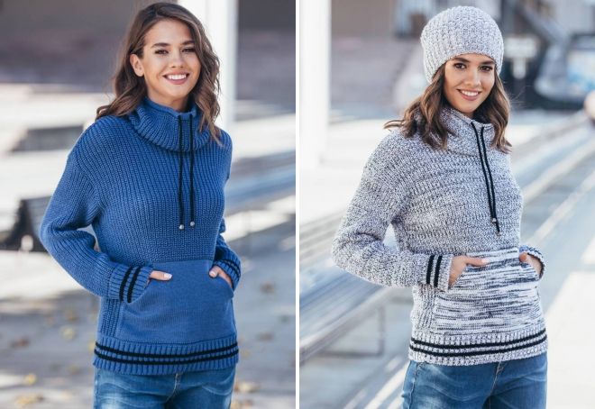 тонкий свитер с карманом кенгуру тонкий свитер с карманом кенгуру