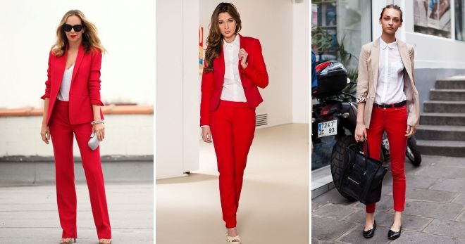 Образ с красными брюками Образ с красными брюками