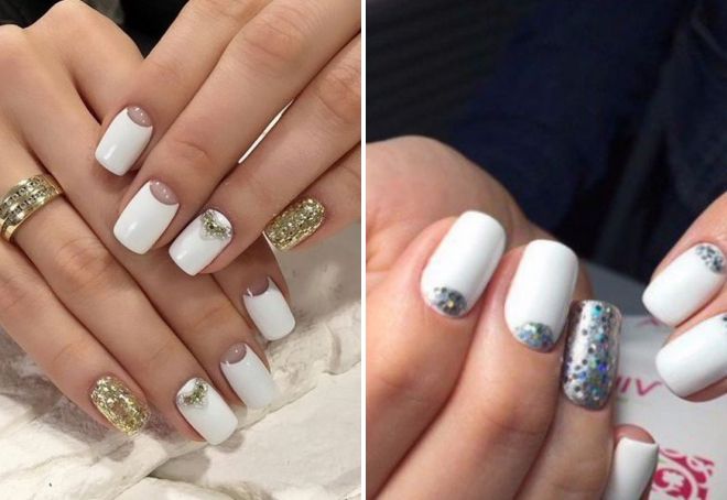 лунный маникюр с блестками лунный маникюр с блестками