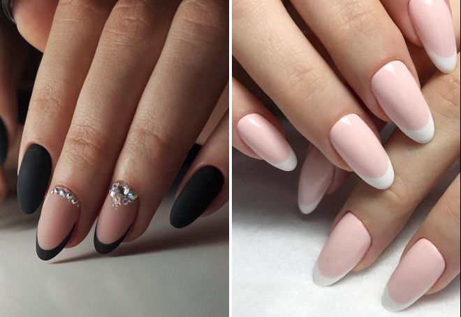 матовый френч на овальных ногтях матовый френч на овальных ногтях