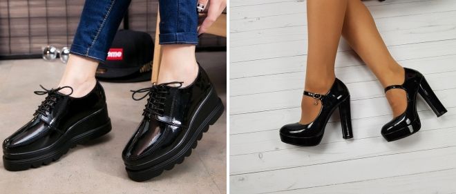 лаковые туфли на платформе лаковые туфли на платформе