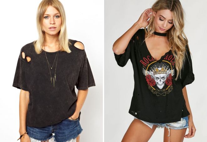 рваная черная футболка рваная черная футболка