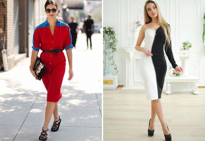 комбинированные платья из дух цветов комбинированные платья из дух цветов