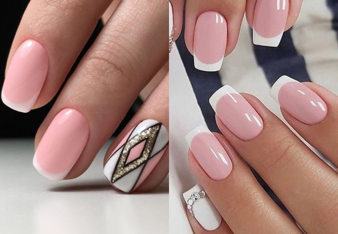 фото26 маникюр френч розовый с белым