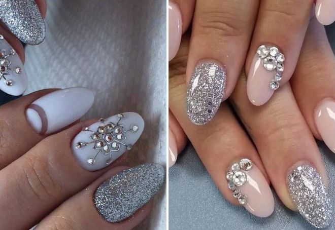 маникюр с блестками и стразами маникюр с блестками и стразами