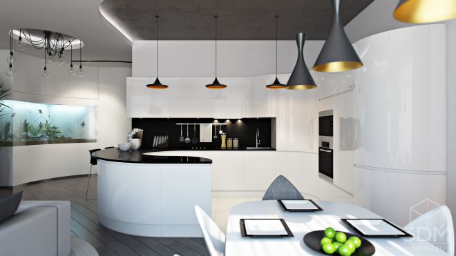 Квартира студия дизайн хай тек