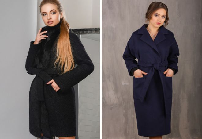 пальто-кокон с поясом пальто-кокон с поясом