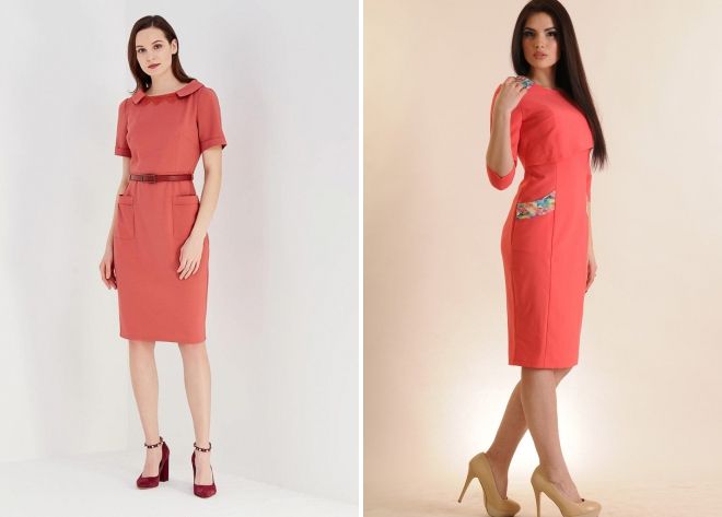 коралловое платье футляр коралловое платье футляр