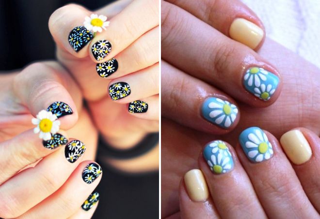 маникюр с ромашками на короткие ногти маникюр с ромашками на короткие ногти