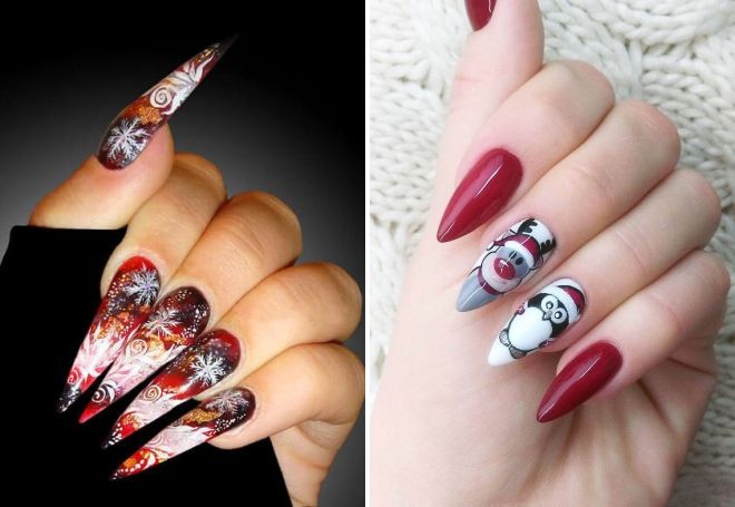новогодний дизайн на длинные ногти новогодний дизайн на длинные ногти