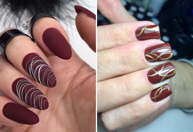 бордовый маникюр с паутинкой бордовый маникюр с паутинкой