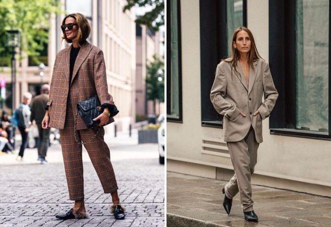 женский брючный костюм с пиджаком оверсайз женский брючный костюм с пиджаком оверсайз