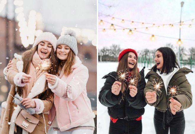 фотосессия с бенгальскими огнями на улице зимой фотосессия с бенгальскими огнями на улице зимой