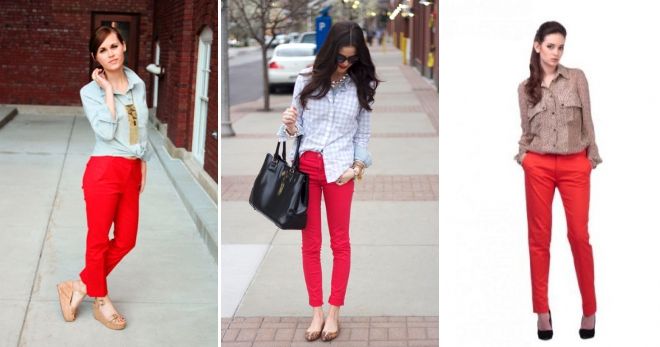 Красные брюки с рубашкой Красные брюки с рубашкой