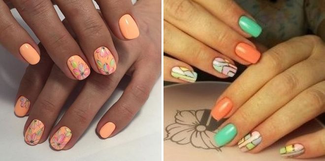 оранжевый маникюр с рисунком оранжевый маникюр с рисунком