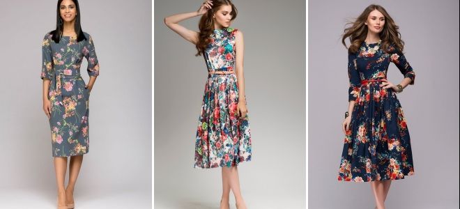 Платье миди с цветочным принтом Платье миди с цветочным принтом