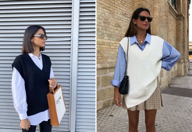 рубашка оверсайз с жилетом рубашка оверсайз с жилетом