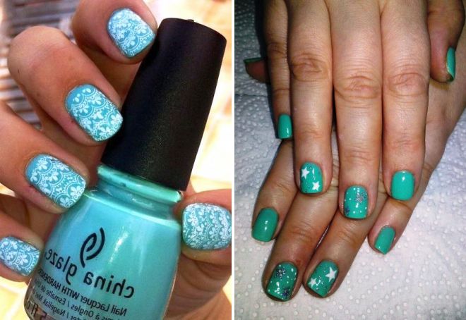 бирюзовый маникюр на коротких ногтях бирюзовый маникюр на коротких ногтях