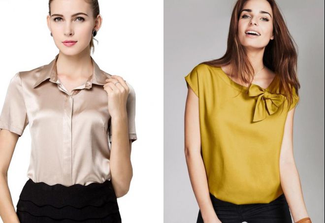 блузка из шелка с коротким рукавом блузка из шелка с коротким рукавом