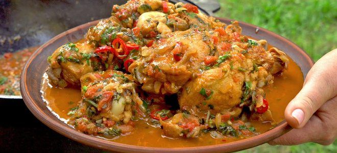 чахохбили из курицы в казане чахохбили из курицы в казане