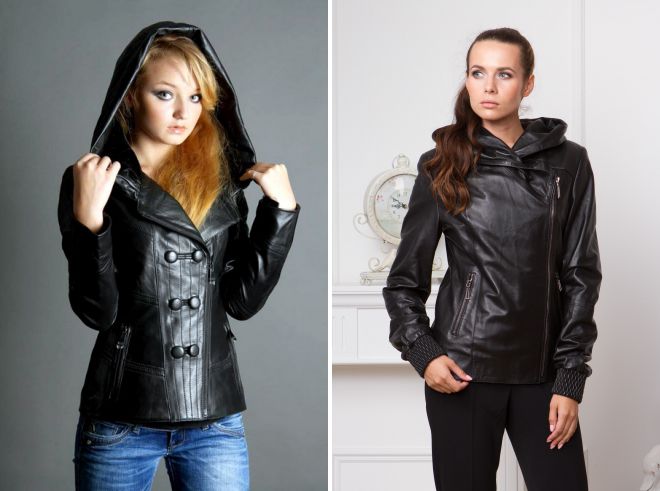 черная кожаная куртка с капюшоном черная кожаная куртка с капюшоном