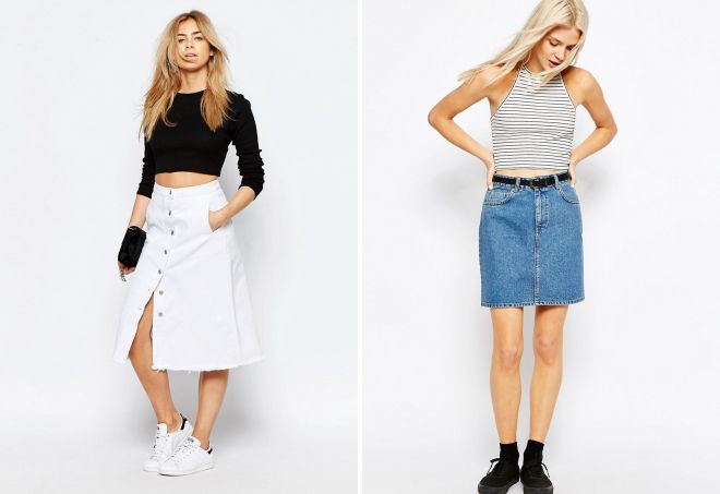 джинсовая юбка с высокой талией джинсовая юбка с высокой талией