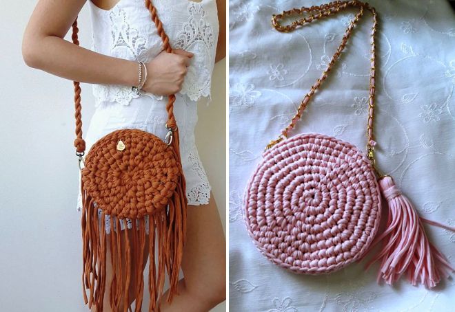 круглая сумка из трикотажной пряжи круглая сумка из трикотажной пряжи
