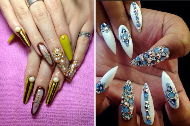 маникюр с камнями на длинные ногти маникюр с камнями на длинные ногти