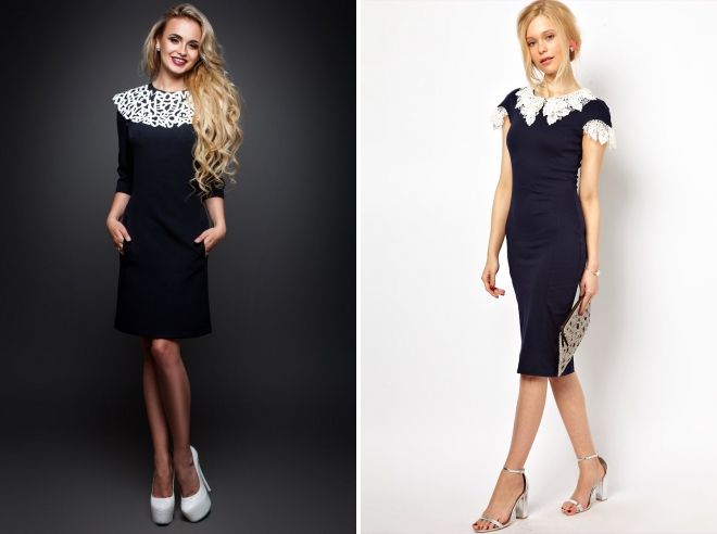 платье с белым кружевным воротником платье с белым кружевным воротником