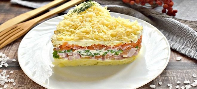 фото3 слоеный салат с копченой курицей и сыром
