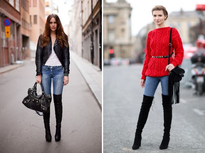 ботфорты с джинсами ботфорты с джинсами