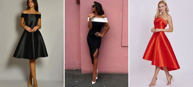 Платье миди с открытыми плечами Платье миди с открытыми плечами